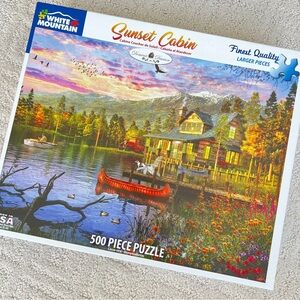 White Mountain Sunset Cabin 500 Piece Puzzle